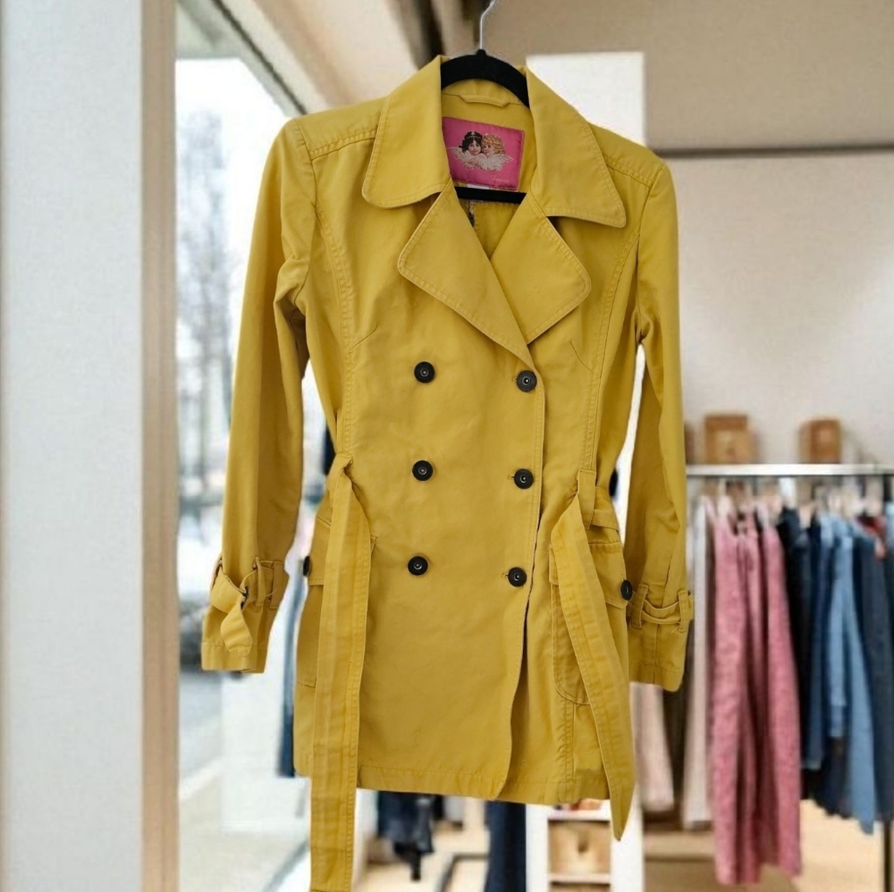 Fiorucci Yellow Cotton Trench Coat – Angel Label (Size S)